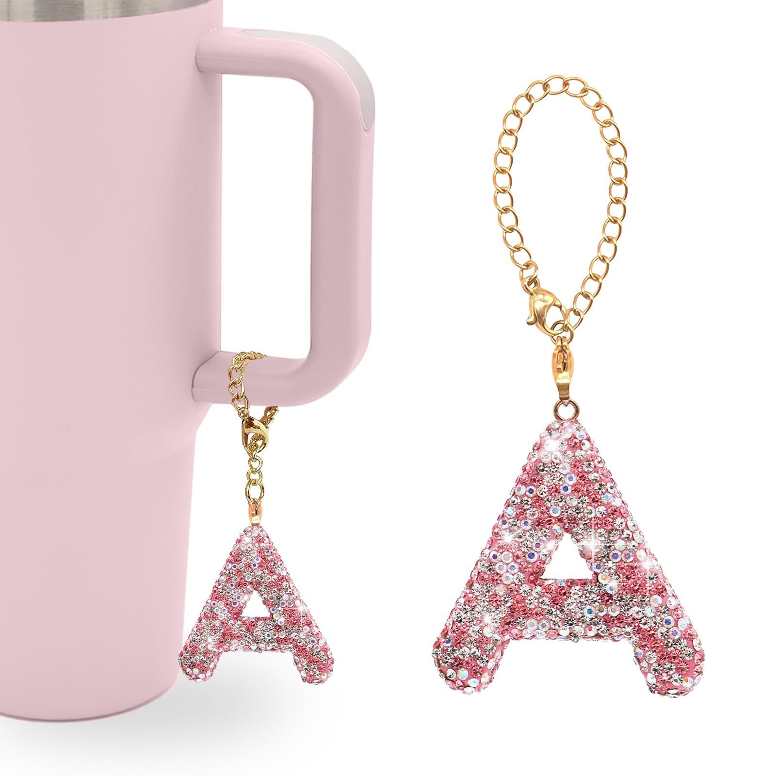 Wholesale Pink Diamond English Letter Water Cup Chain Pendant Cup Accessories